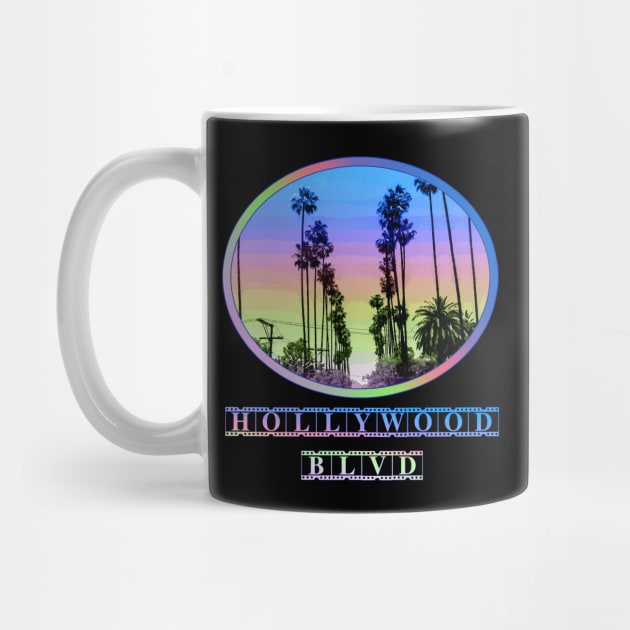 Hollywood Blvd, Southern California, Film Capitol of the world, Sunset Palm Trees retro design by jdunster